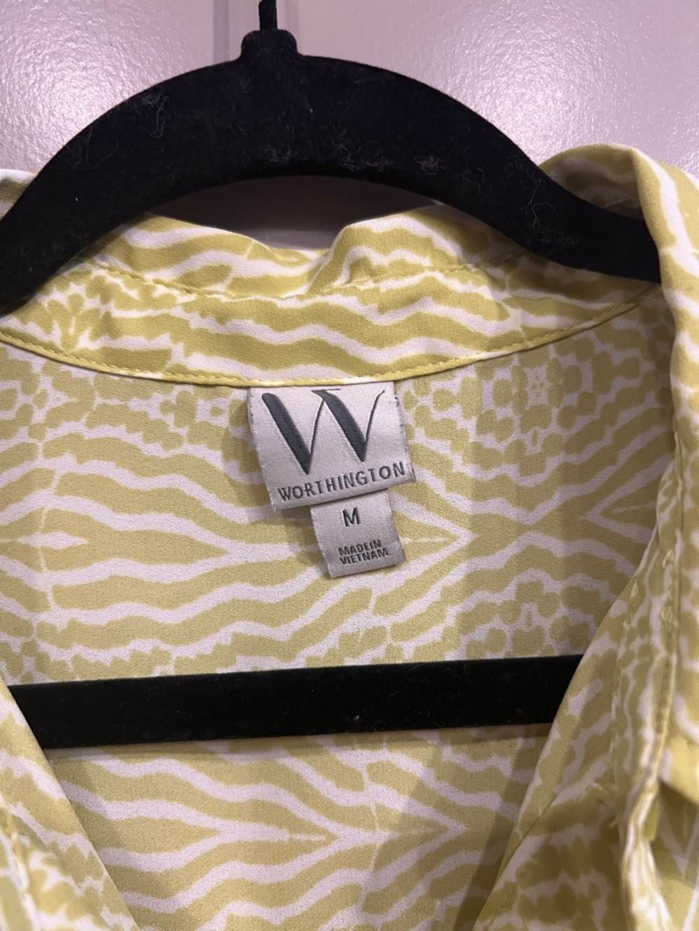 Worthington Lime Green and White Geometric Psychedelic Button-Down Shirt - Picture 2 of 7